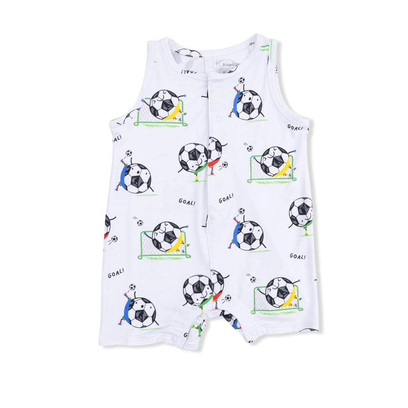 Soccer Balls Playing Soccer  Blue - Sleeveless Shortie Romper