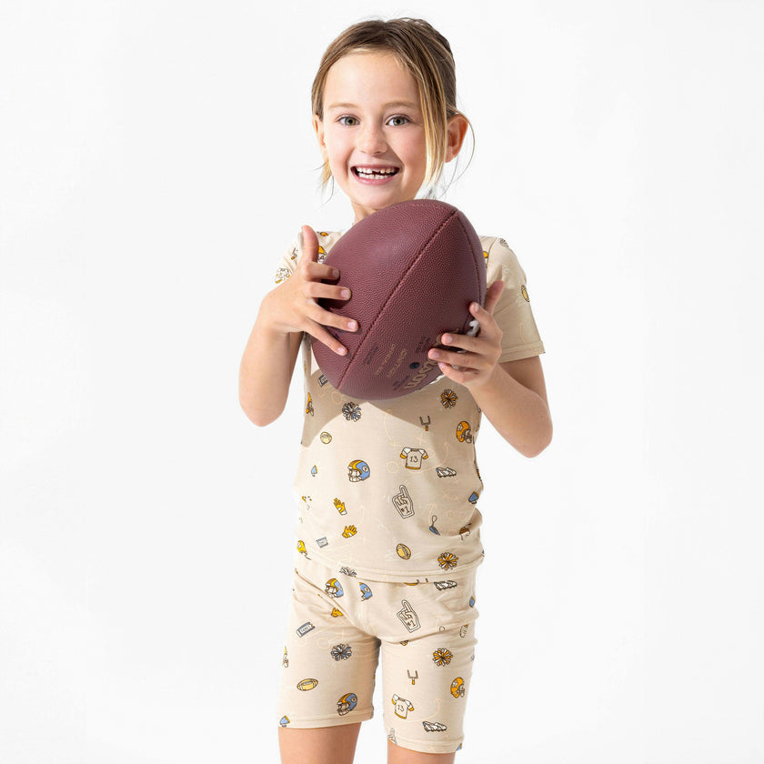 Football Bamboo Kids Pajama Short Set