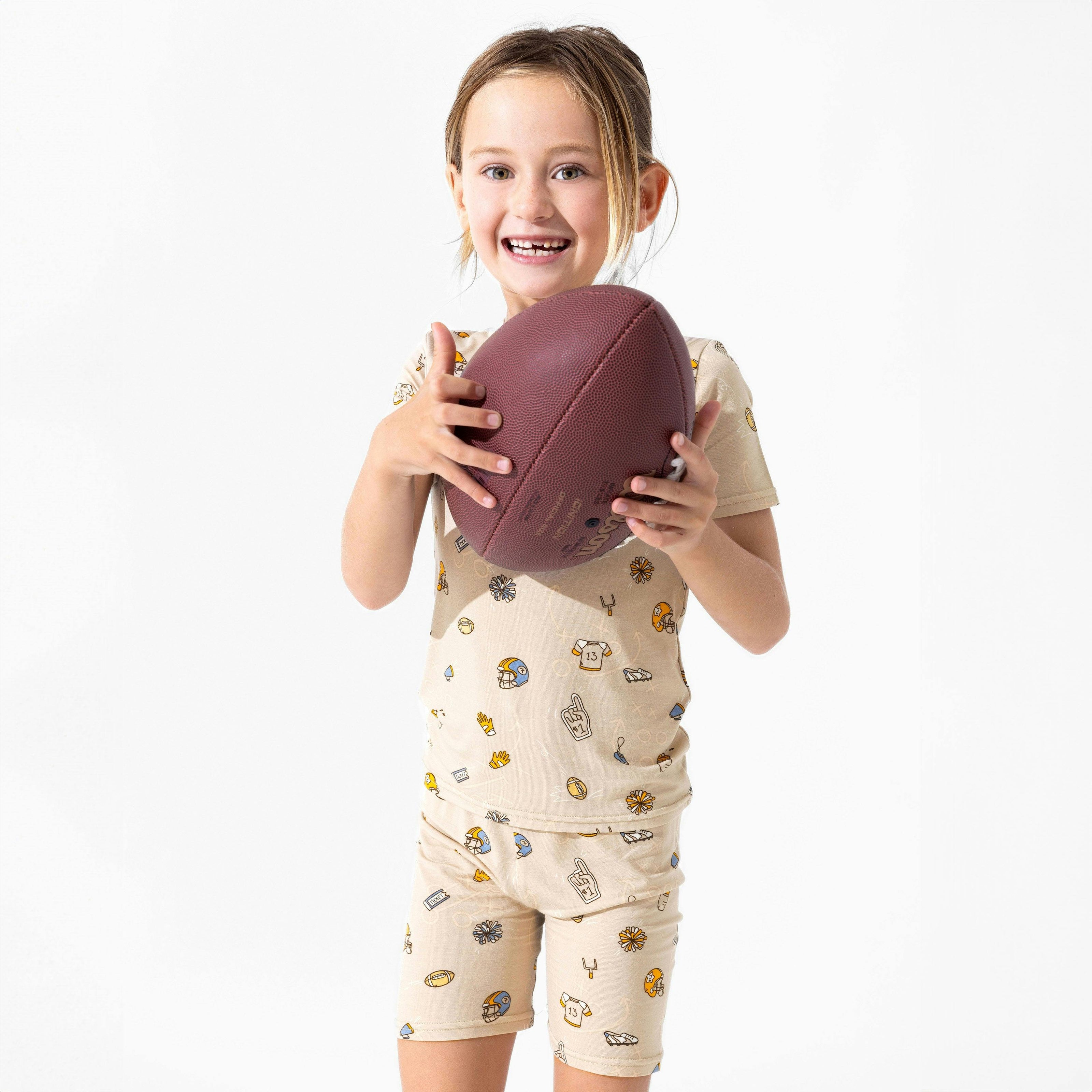 Football Bamboo Kids Pajama Short Set