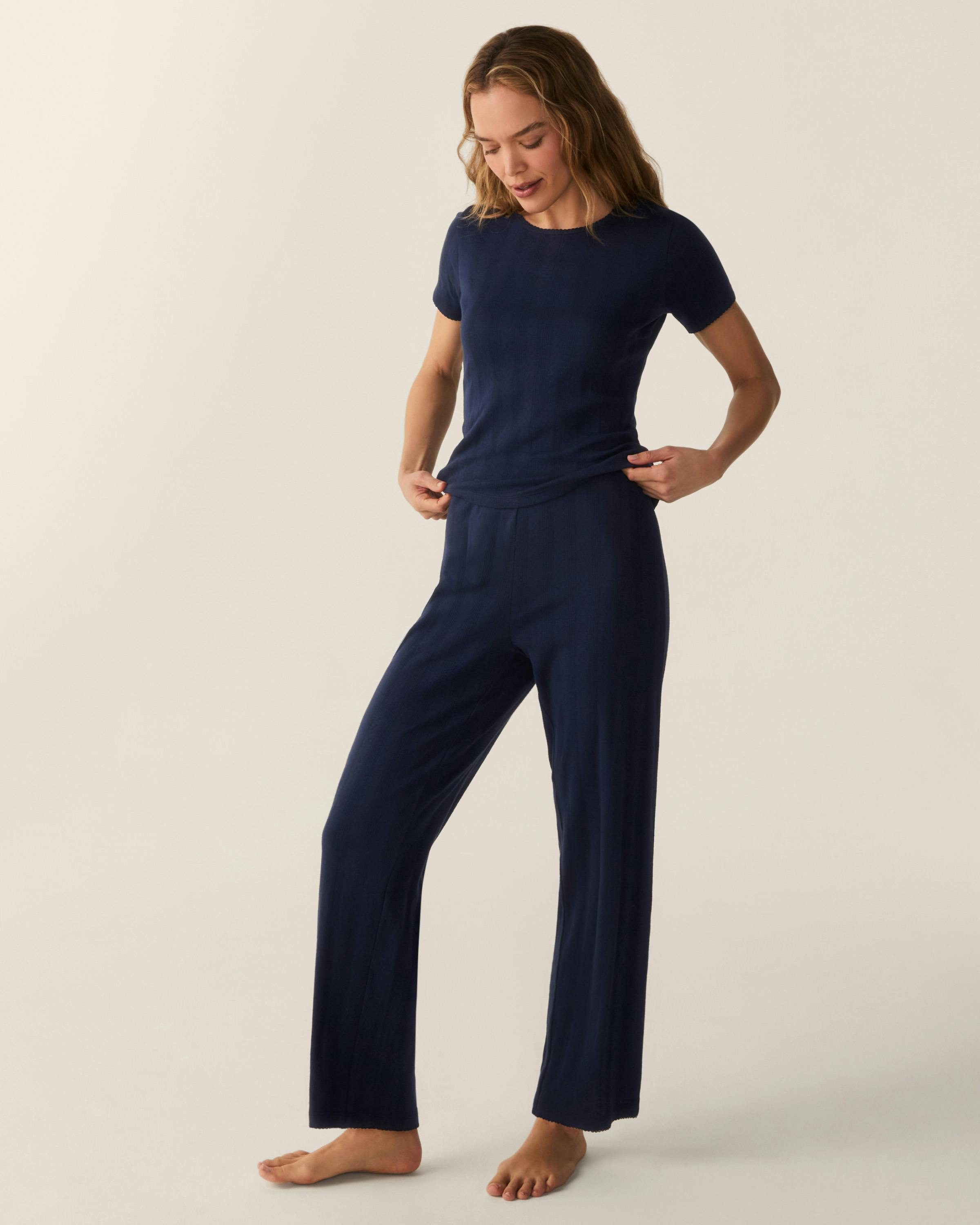 Women's Pointelle Pant in Navy