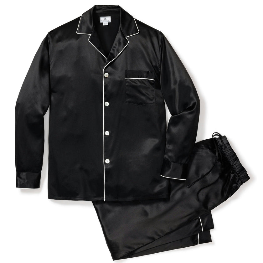 Men's Silk Pajama Set in Black