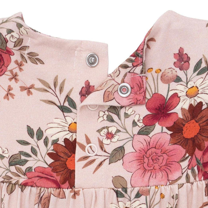 Sabrina Floral - Ruffle Sleeve Snap Romper