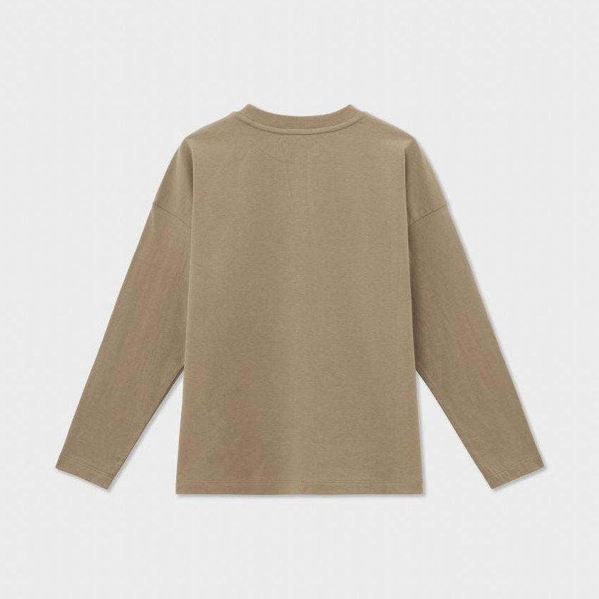 Relaxed Cotton Long Sleeve T-Shirt With Print