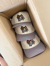 Game Day Dachshund Embroidered Hat, Brown Stripes