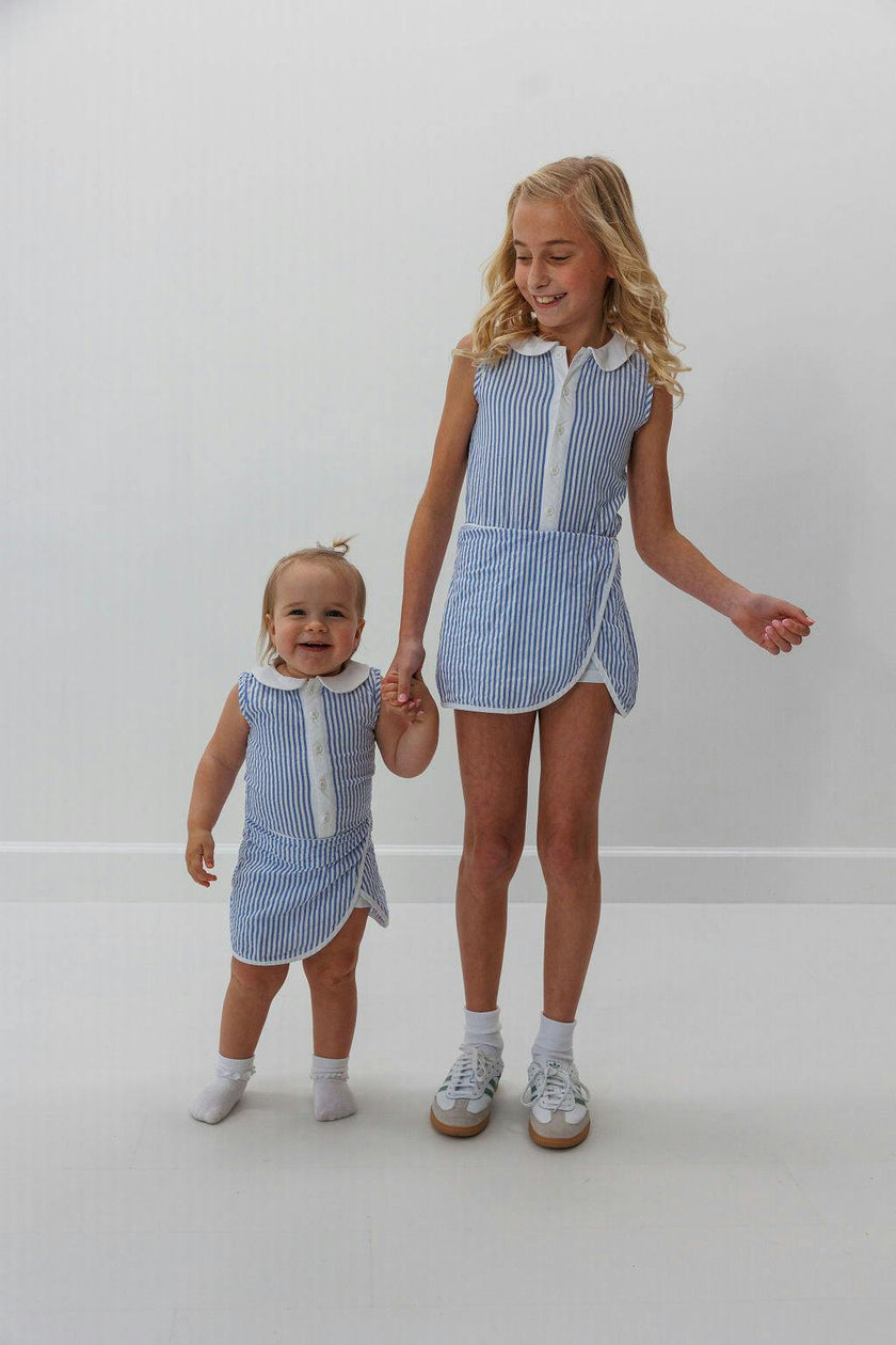 Girls Seersucker Stripe Tennis Skort Dress