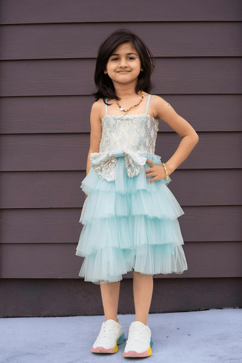 Sparkling Sea Fairy Mermaid Sequin Flower Girl Dress