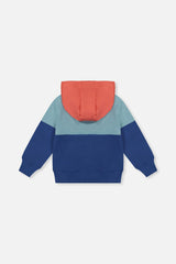 Full Zip Hooded Fleece Jacket Blue, Turquoise And Orange