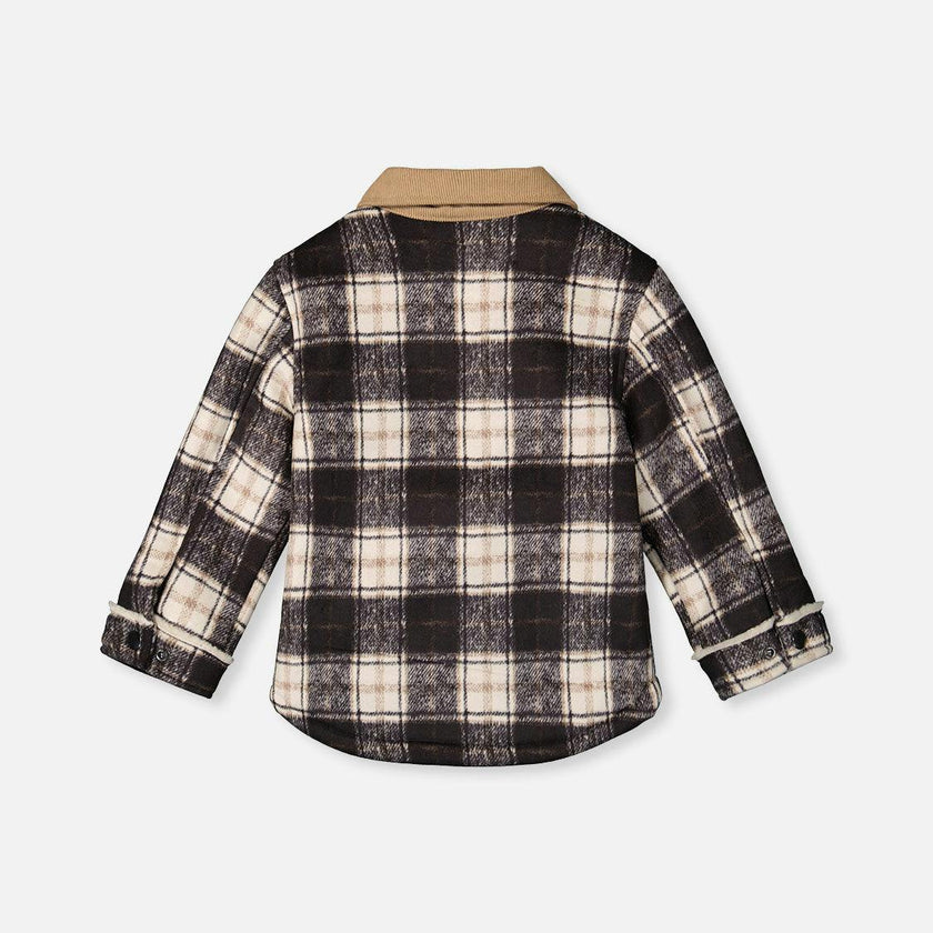 Brushed Plaid Zipped Jacket Blue and Beige Checks