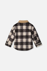 Brushed Plaid Zipped Jacket Blue and Beige Checks
