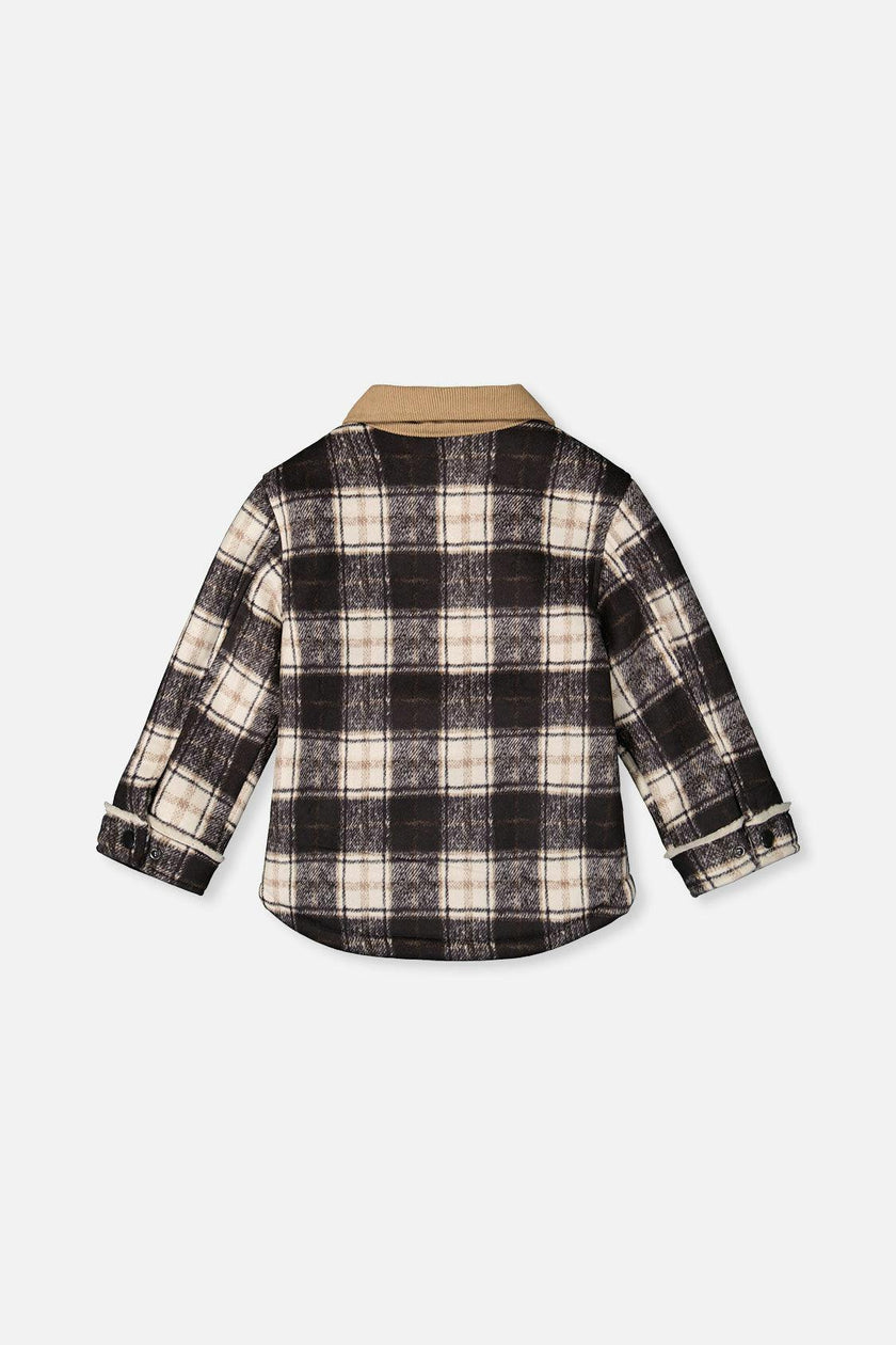 Brushed Plaid Zipped Jacket Blue and Beige Checks