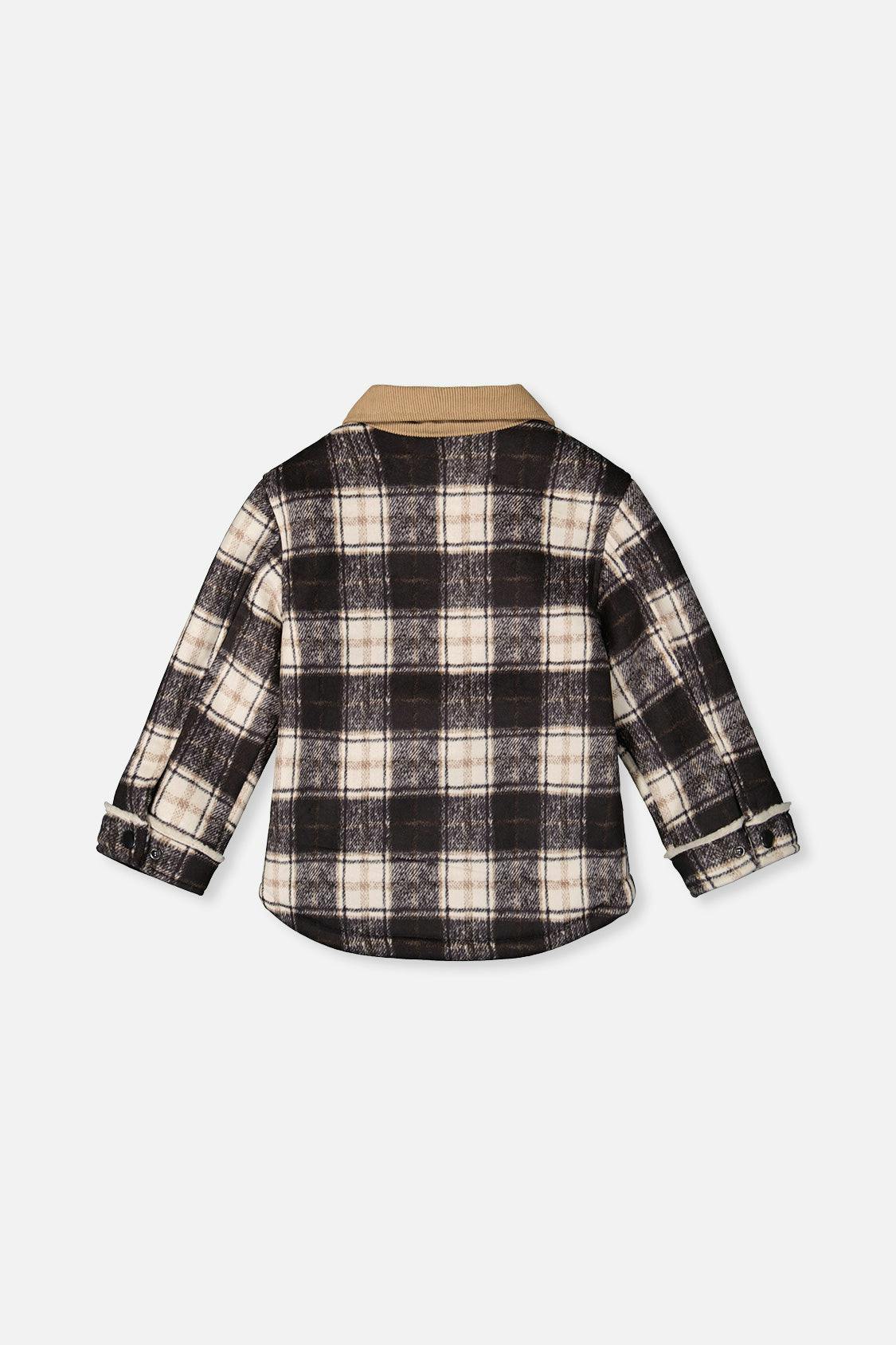 Brushed Plaid Zipped Jacket Blue and Beige Checks