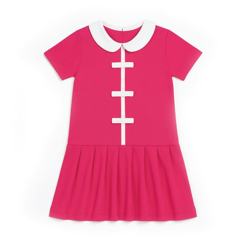 Knit Dress With Pleated Skirt And Bows