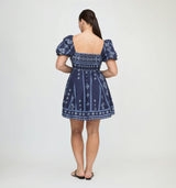 The Matilda Mini Dress - Navy Diamond Batik