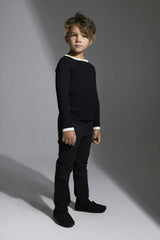 Boy Knit Contrast Piped Round Neck Long Sleeve Sweater