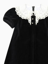 Black Clara Velvet Girl A-Line Dress