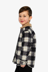 Brushed Plaid Zipped Jacket Blue and Beige Checks