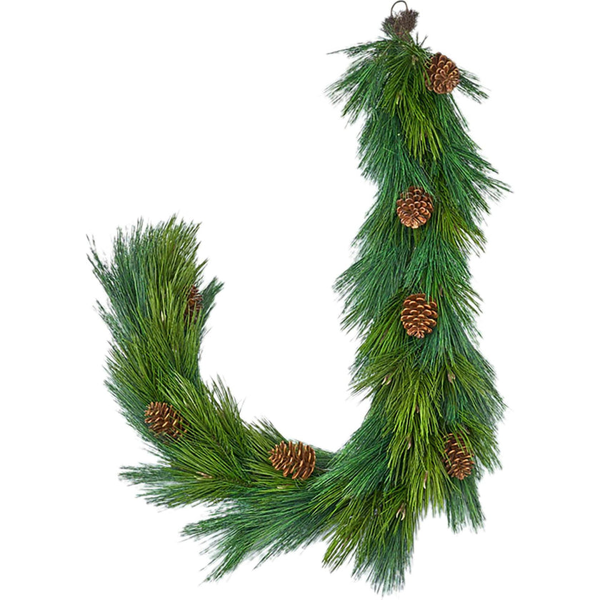 Deluxe Long Needle Pine & Pinecone Thick Winter Greenery Christmas Garland