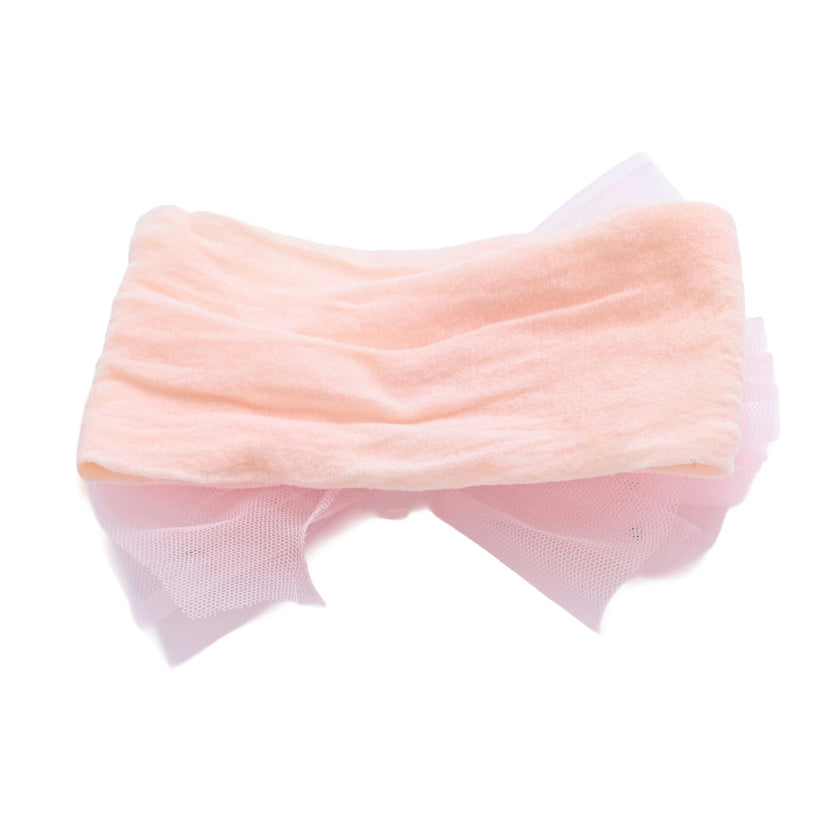 Multicolor Elastic Tulle Pearl Bow Headband Set