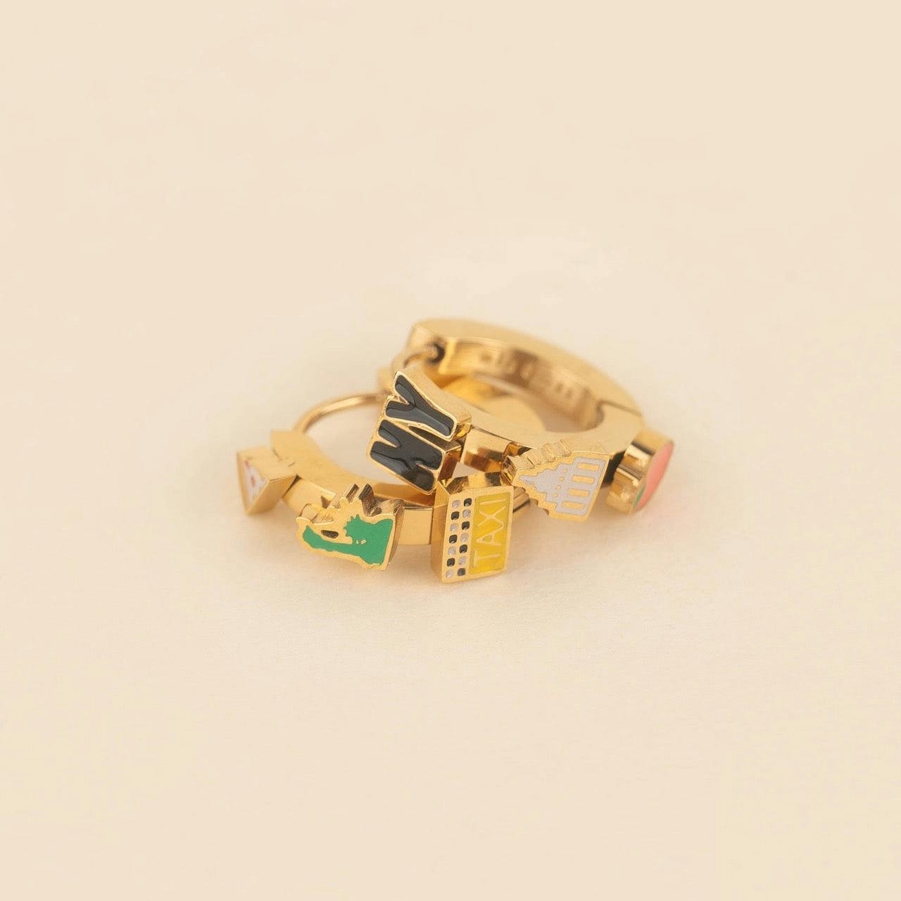 NYC 3D Huggie Hoop Earrings