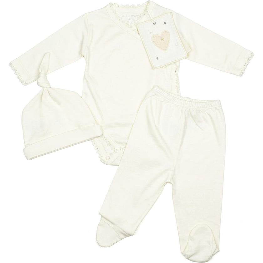 Crochet Trim Three Piece Set in Blue