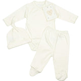Crochet Trim Three Piece Set in Pearl
