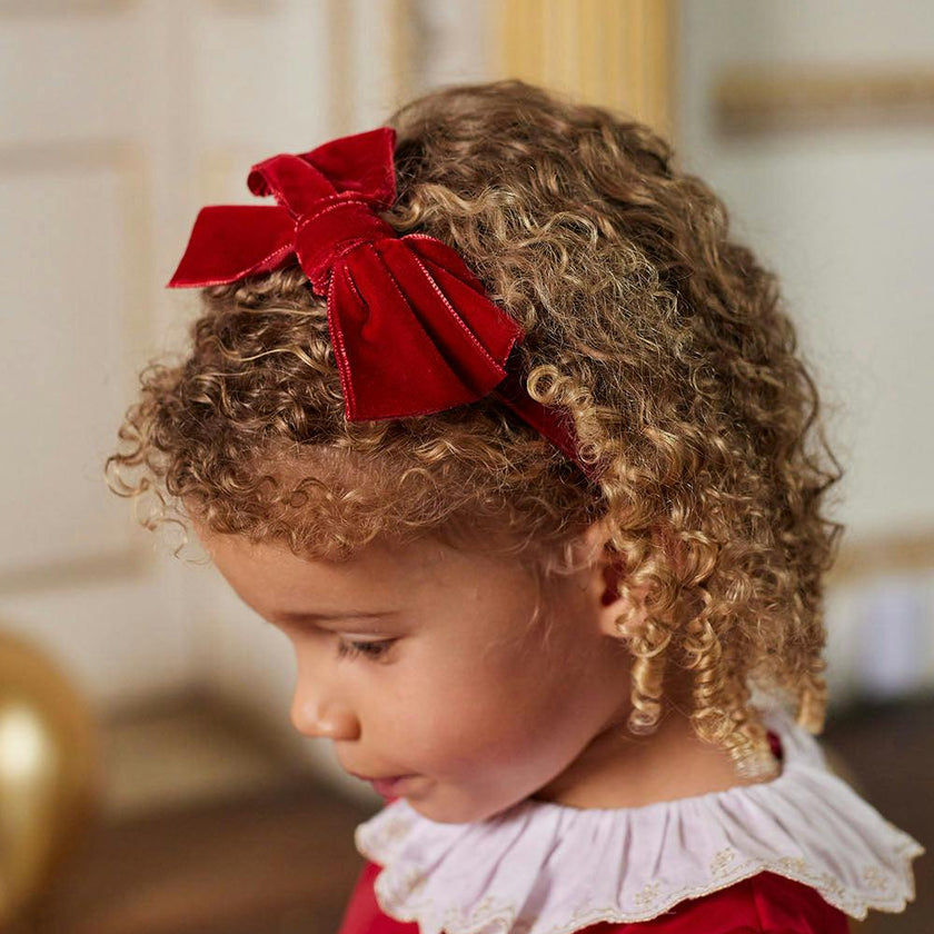 Velvet Big Bow Alice Band in Red
