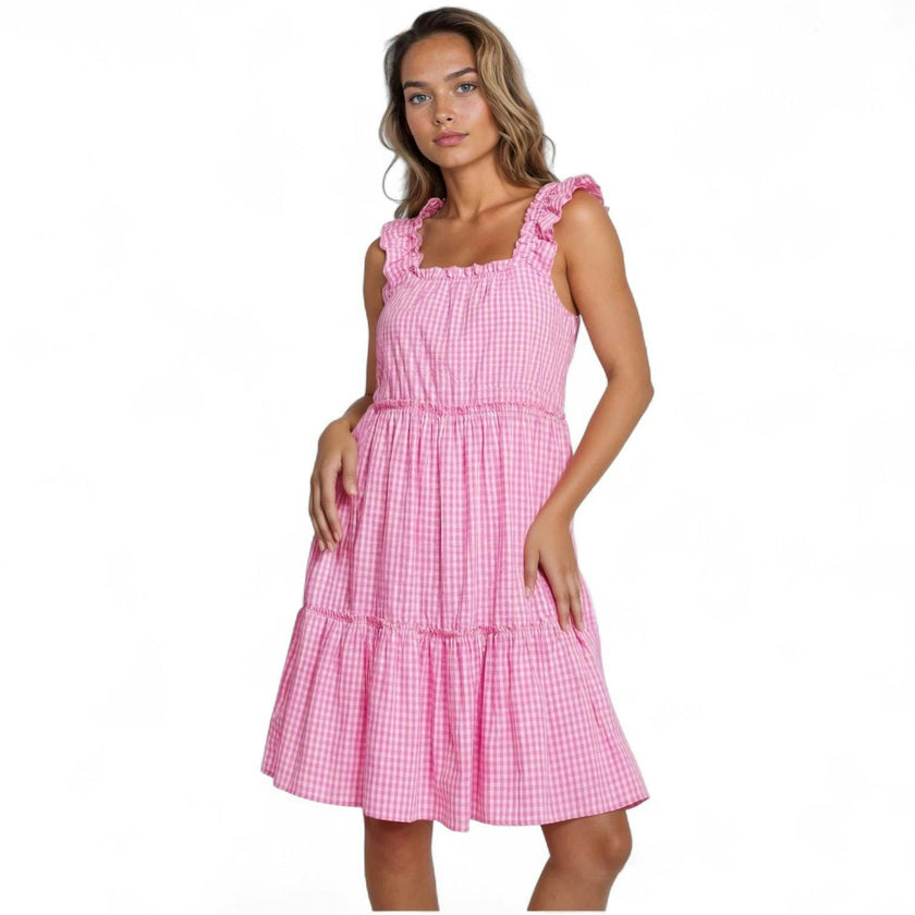 Women's Hepburn Gingham Pink Nightie