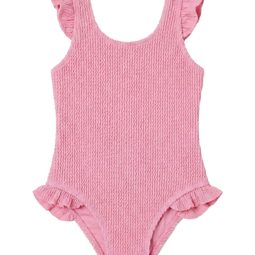 Lulu Toddler Crinkle Ruffle One Piece - Candy Pink
