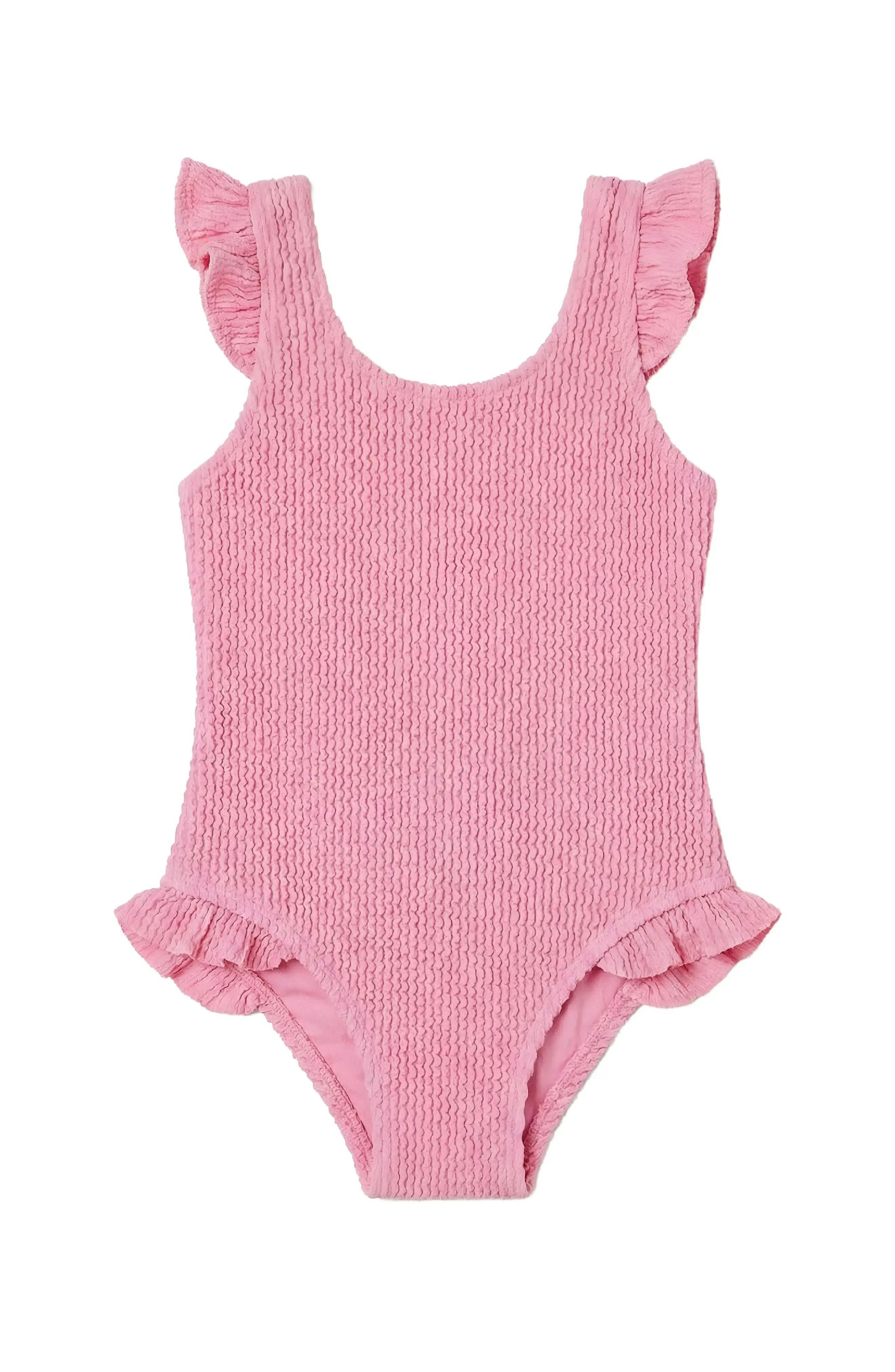 Lulu Toddler Crinkle Ruffle One Piece - Candy Pink
