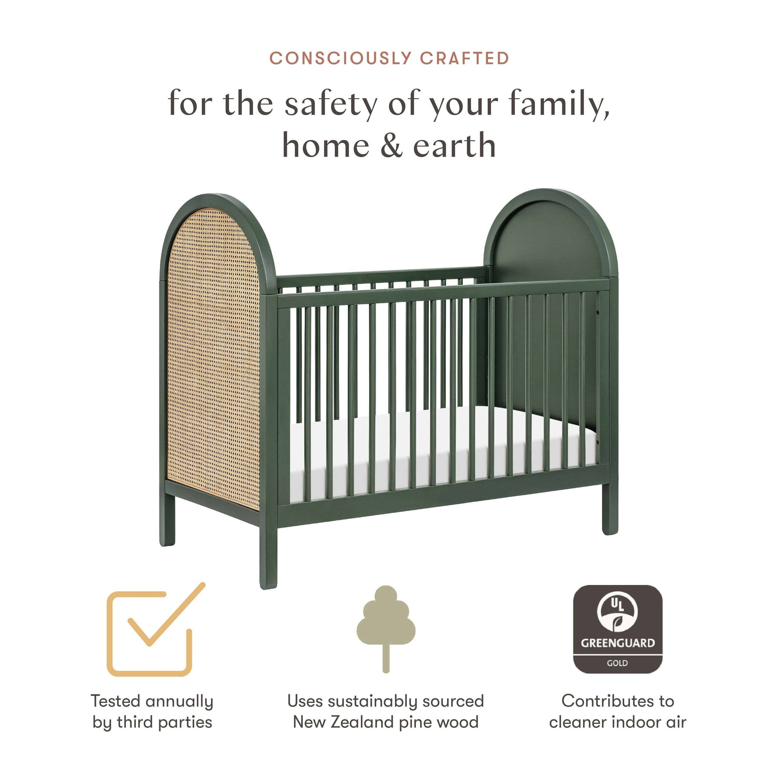 Babyletto Bondi Cane 3-in-1 Convertible Crib with Toddler Bed Conversion Kit