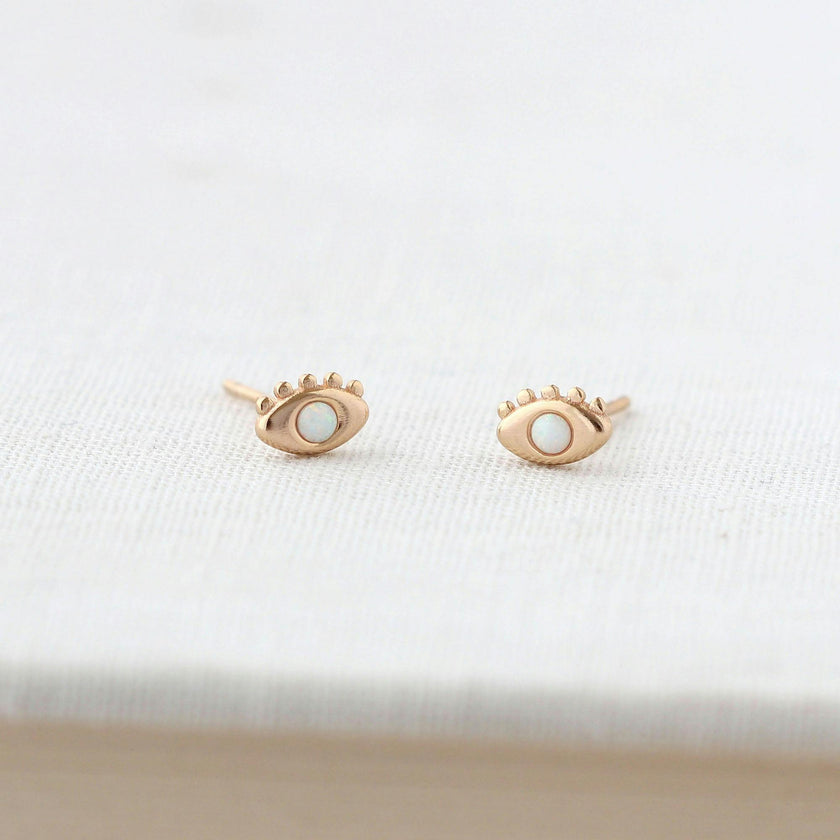 Eye with Opal Stud Earrings