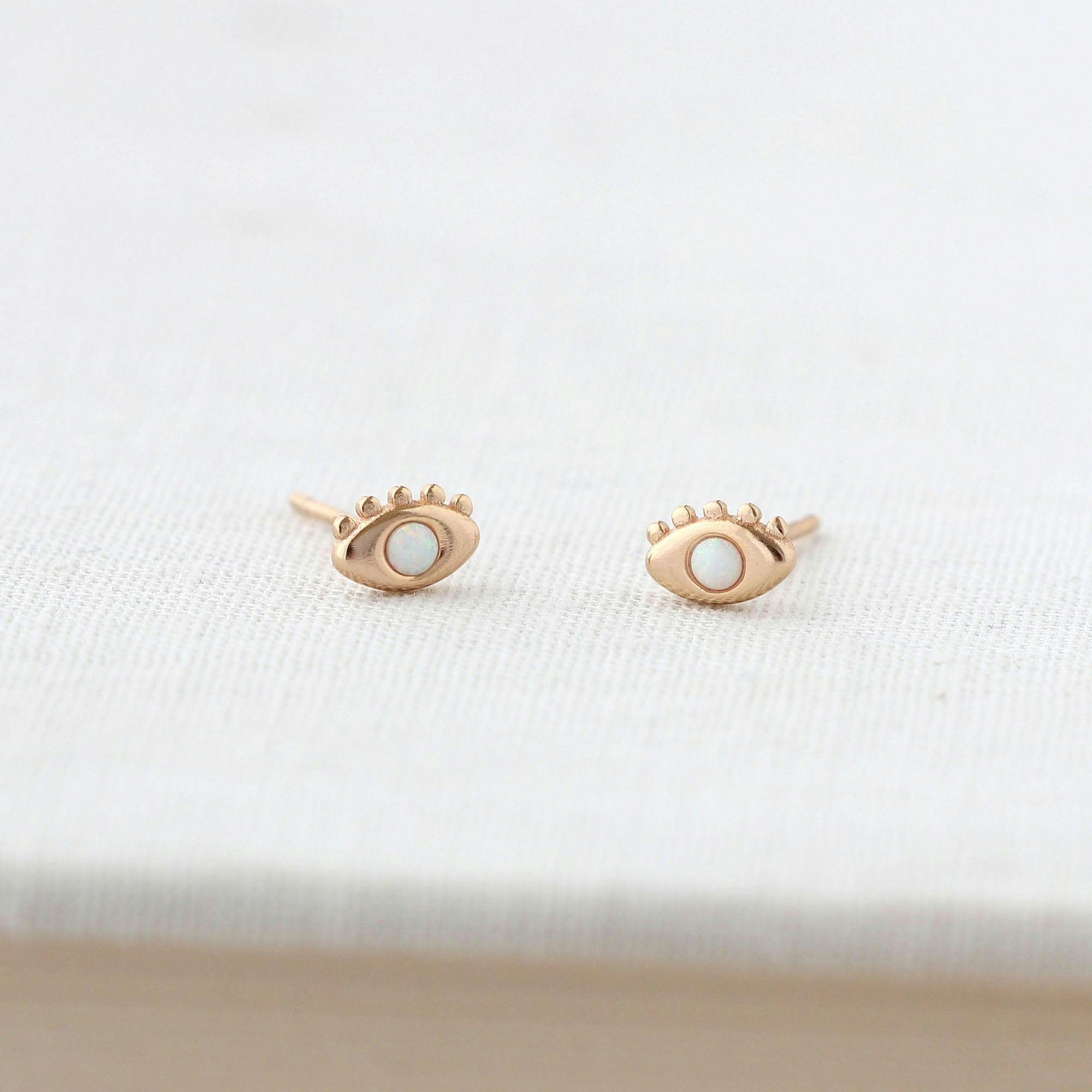 Eye with Opal Stud Earrings