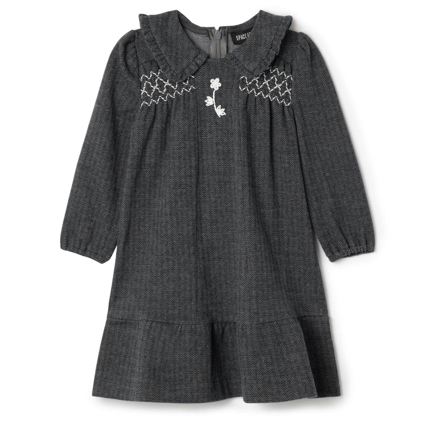 Herringbone Stretch Dress Black