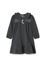 Herringbone Stretch Long Sleeve Collared Dress