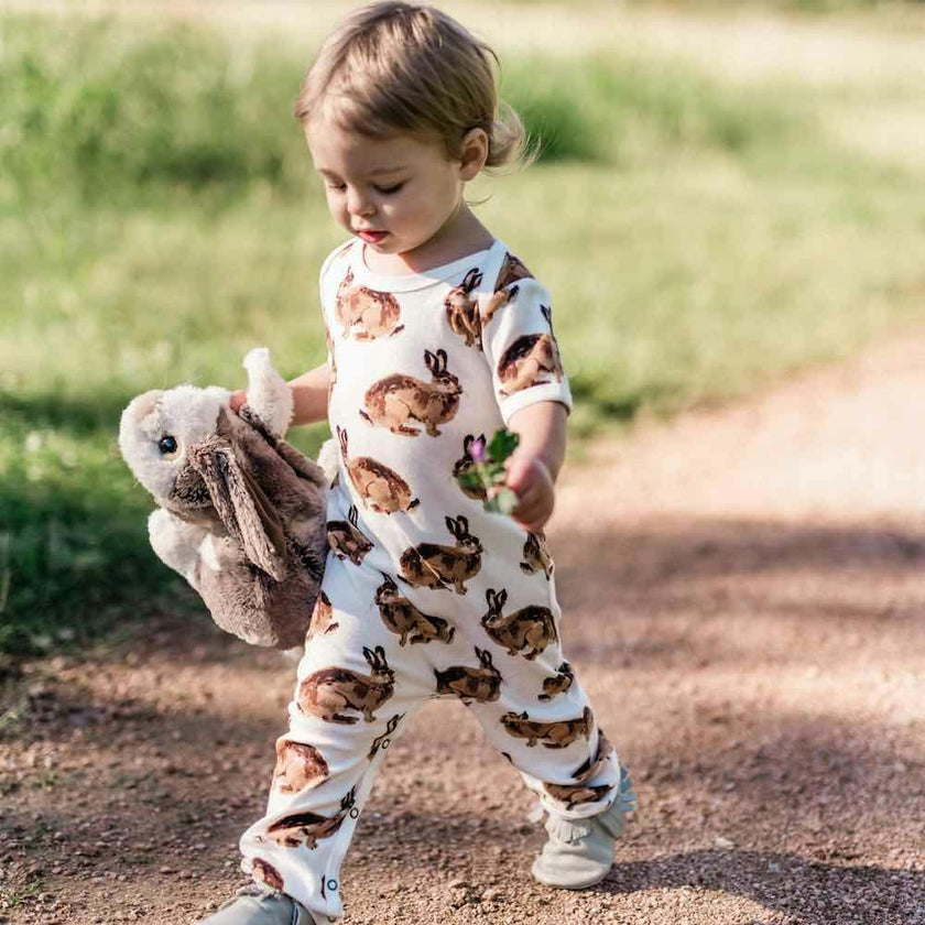 Orange Giraffe Bamboo Romper