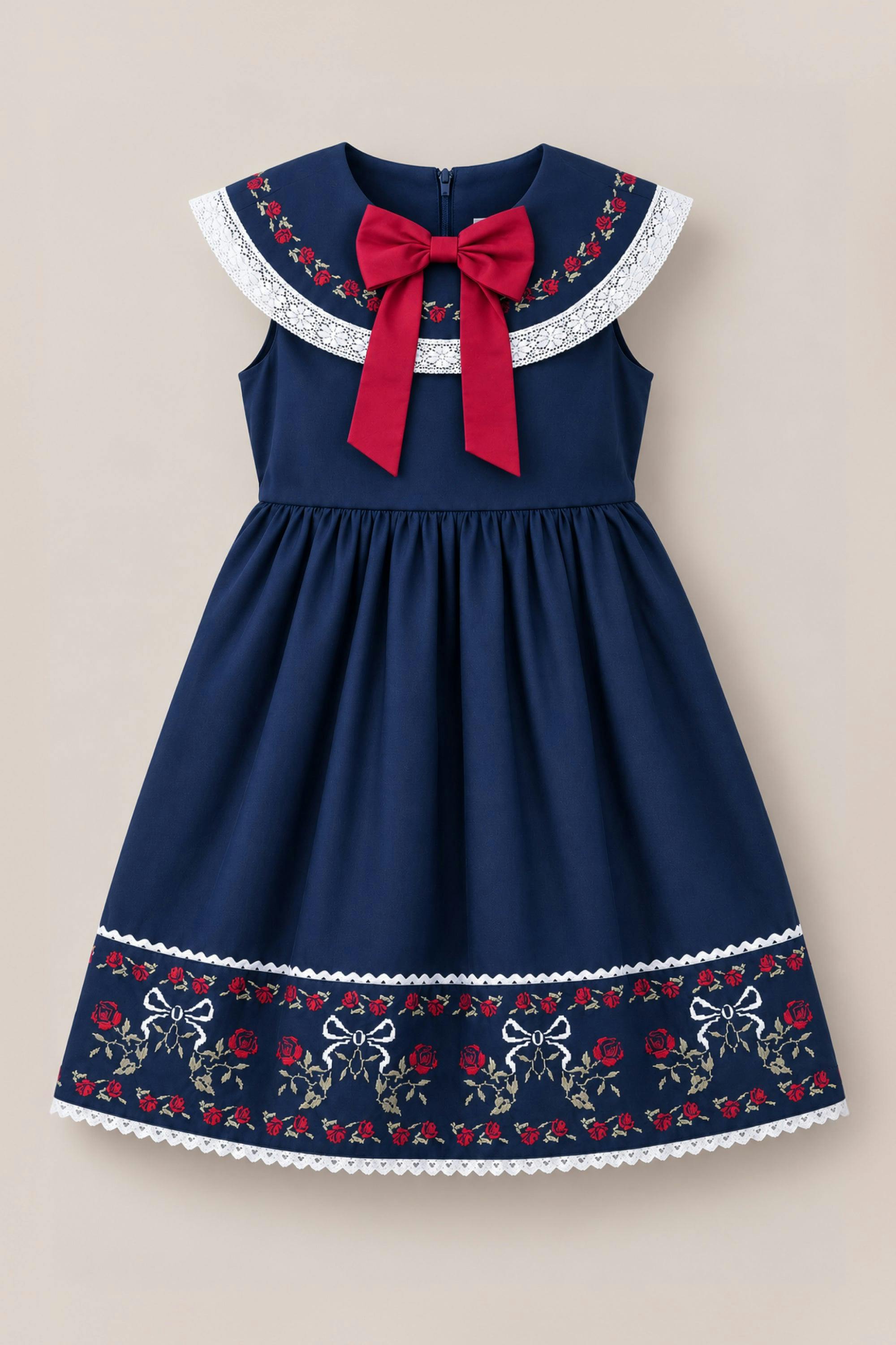 Mini Aster Dress in Sapphire Rosette Embroidery