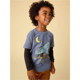 Decorated Layered Tee, Blue