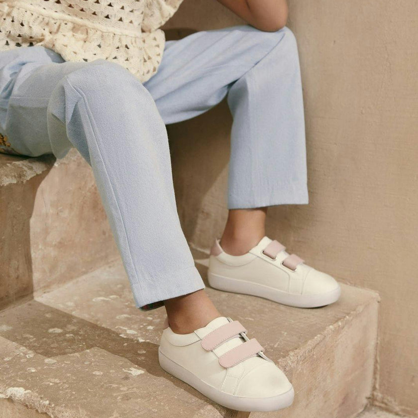 Maeve Old School Double Velcro Strap Leather Sneakers