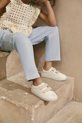 Maeve Old School Double Velcro Strap Leather Sneakers