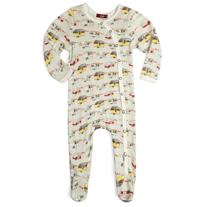 Vintage Trailers Organic Cotton Snap Footed Romper