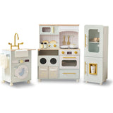 Teamson Kids Little Chef Savannah 3-Pcs Wooden Play Kitchen with 21 Accessories