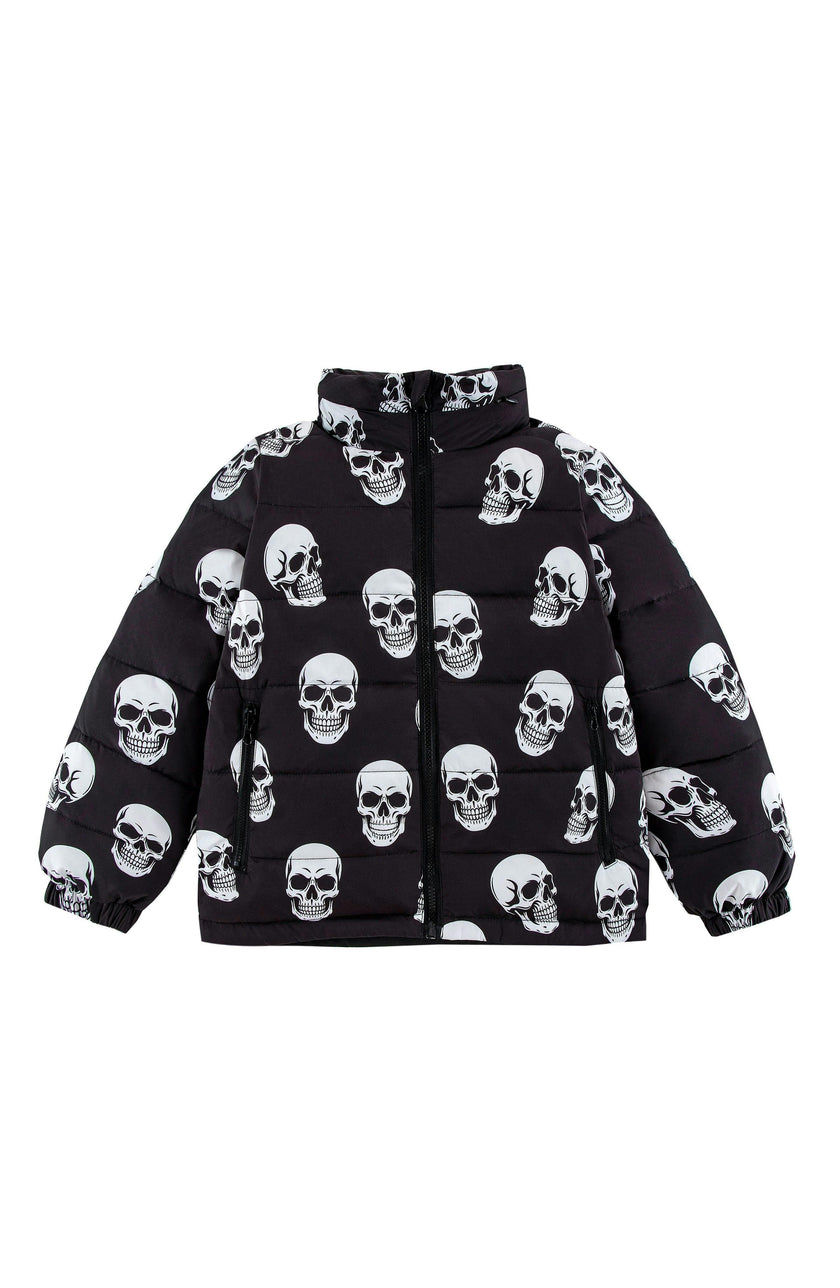 Blake Hooded Reversible Lightweight Down Puffer Jacket, Skulls