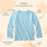 LONDON 5-Pack Toddler Long Sleeve T-Shirts