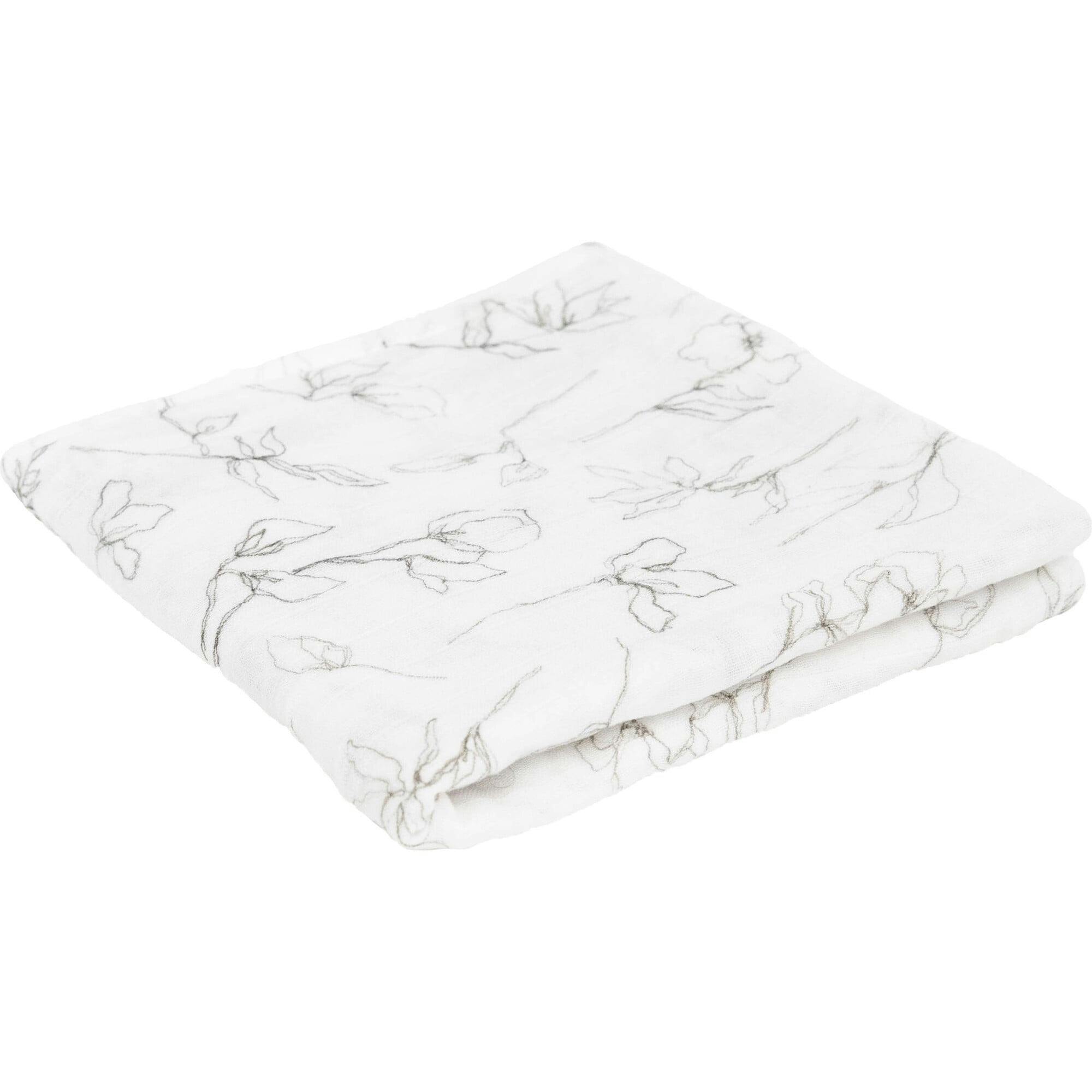 Organic Cotton Muslin Swaddle Blanket - Pencil Floral