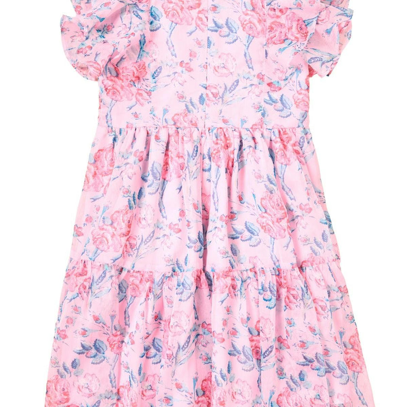 Mini Trixie Dress in Pink Sketched Flower Chiffon