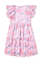 Mini Trixie Dress in Pink Sketched Flower Chiffon