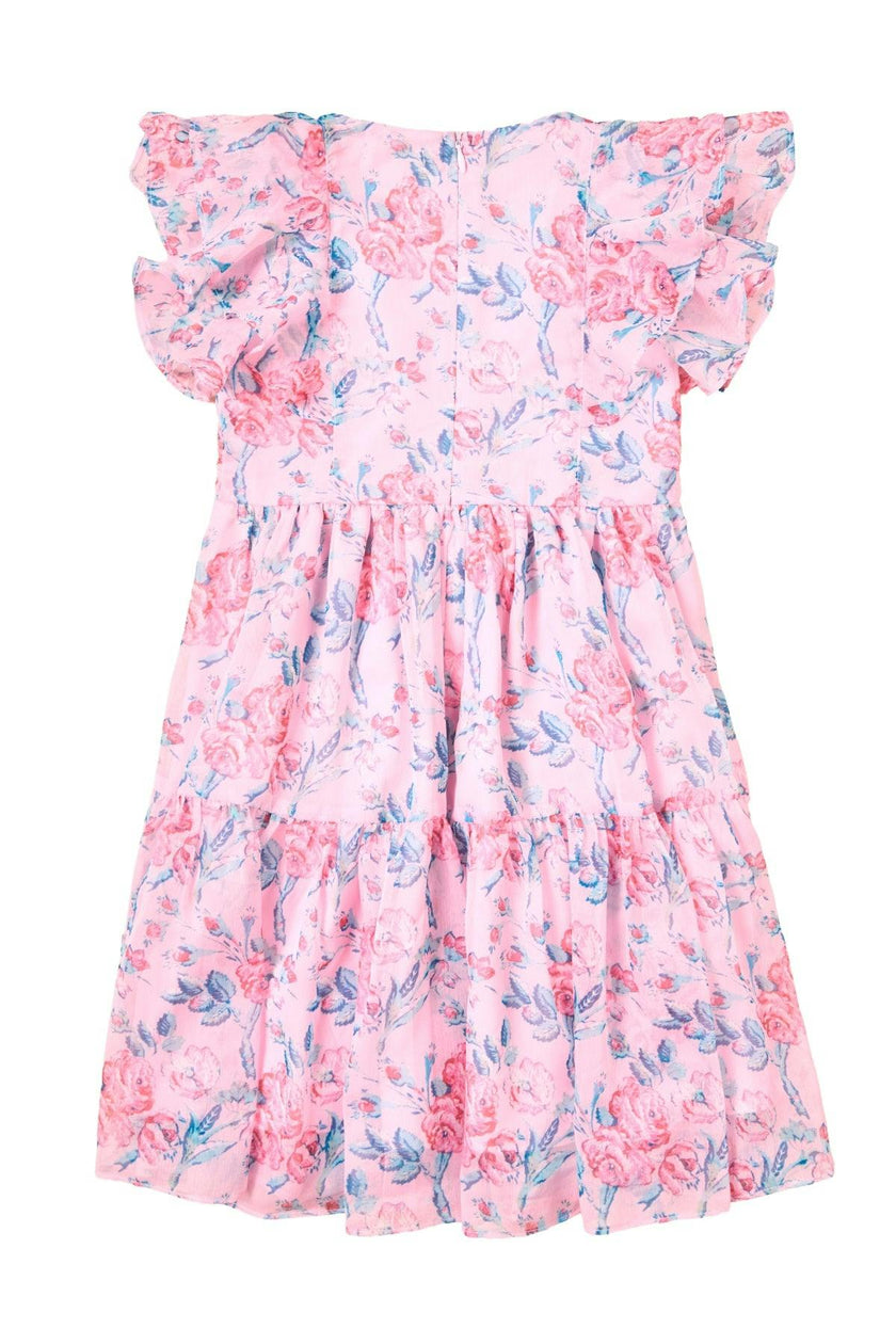 Mini Trixie Dress in Pink Sketched Flower Chiffon