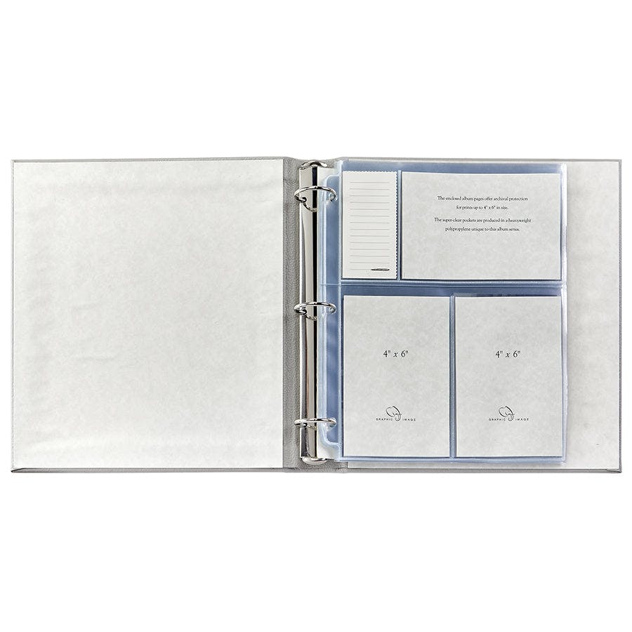 Large Clear Pocket Pebble Grain Leather Photo Album