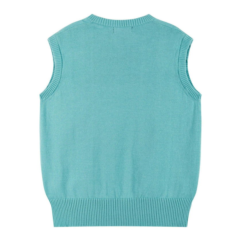 Boys 4-Piece Vest Set | Aqua & Grey Plaid