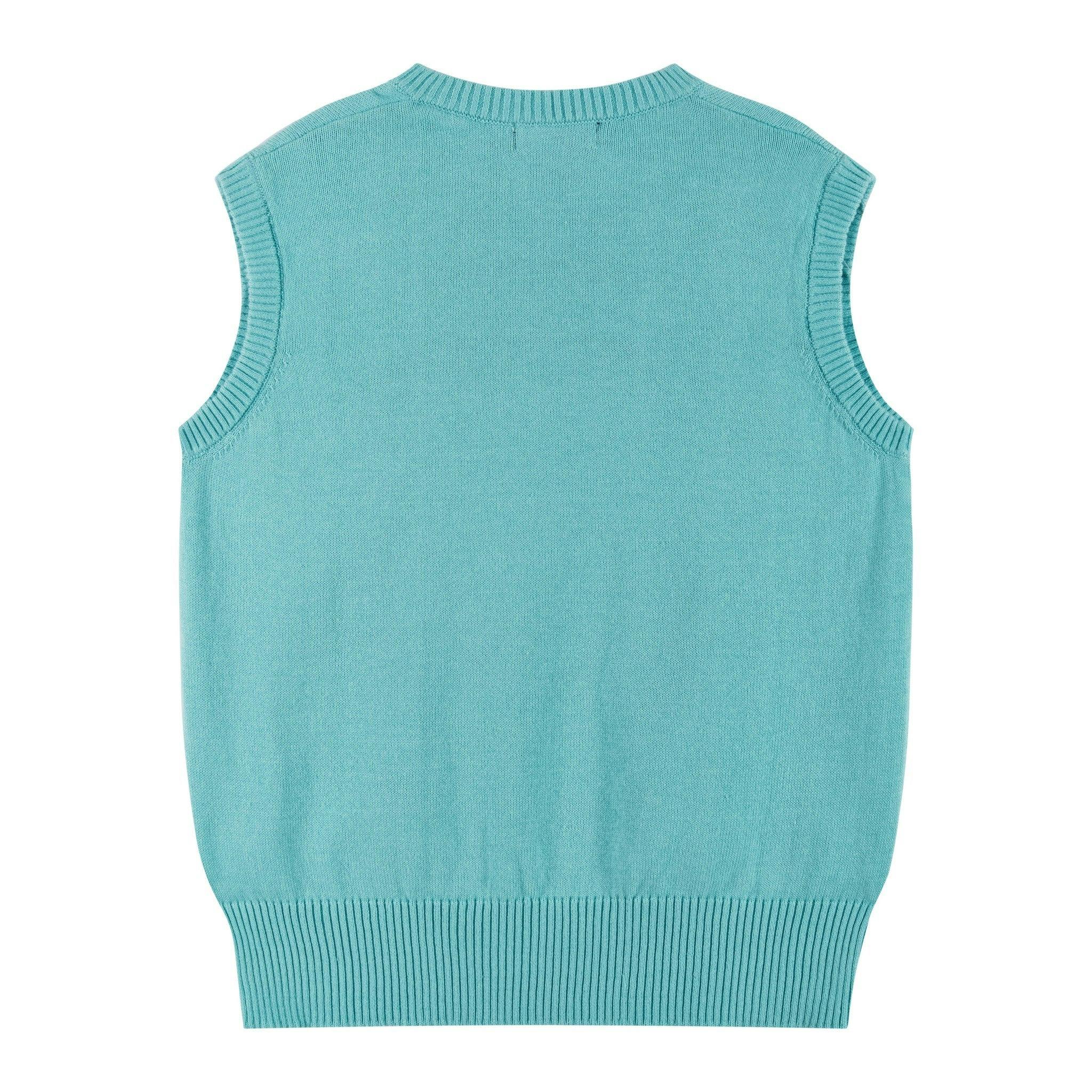Boys 4-Piece Vest Set | Aqua & Grey Plaid